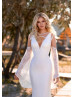 Deep V Neck Ivory Lace Tulle Stunning Wedding Dress With Detachable Sleeves